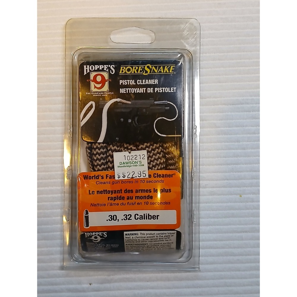 Hoppe's BoreSnake Pistol Cleaner .30 .32 Caliber 24001 New